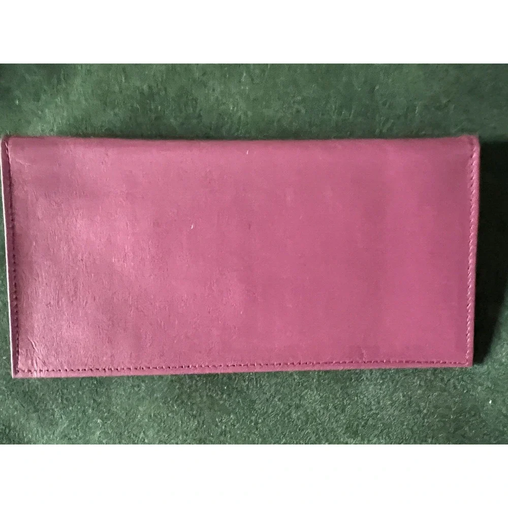 NWOT VTG Buxton Burgundy Leather Long Wallet Clutch Coin Checkbook Organizer